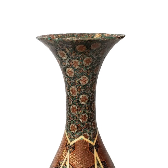 Persian Khatam Copper Flower Pot/ Vase - Picture 6 of 7